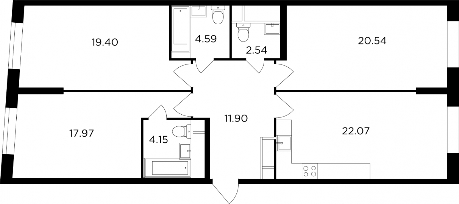 1-комнатная квартира с отделкой в Микрорайон Университет на 6 этаже в 1 секции. Сдача в 3 кв. 2020 г.