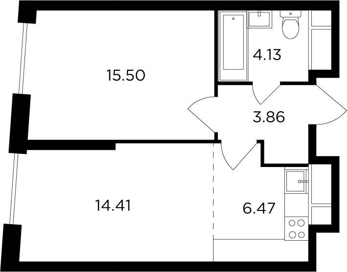 3-комнатная квартира в ЖК FORIVER на 13 этаже в 4 секции. Сдача в 4 кв. 2023 г.