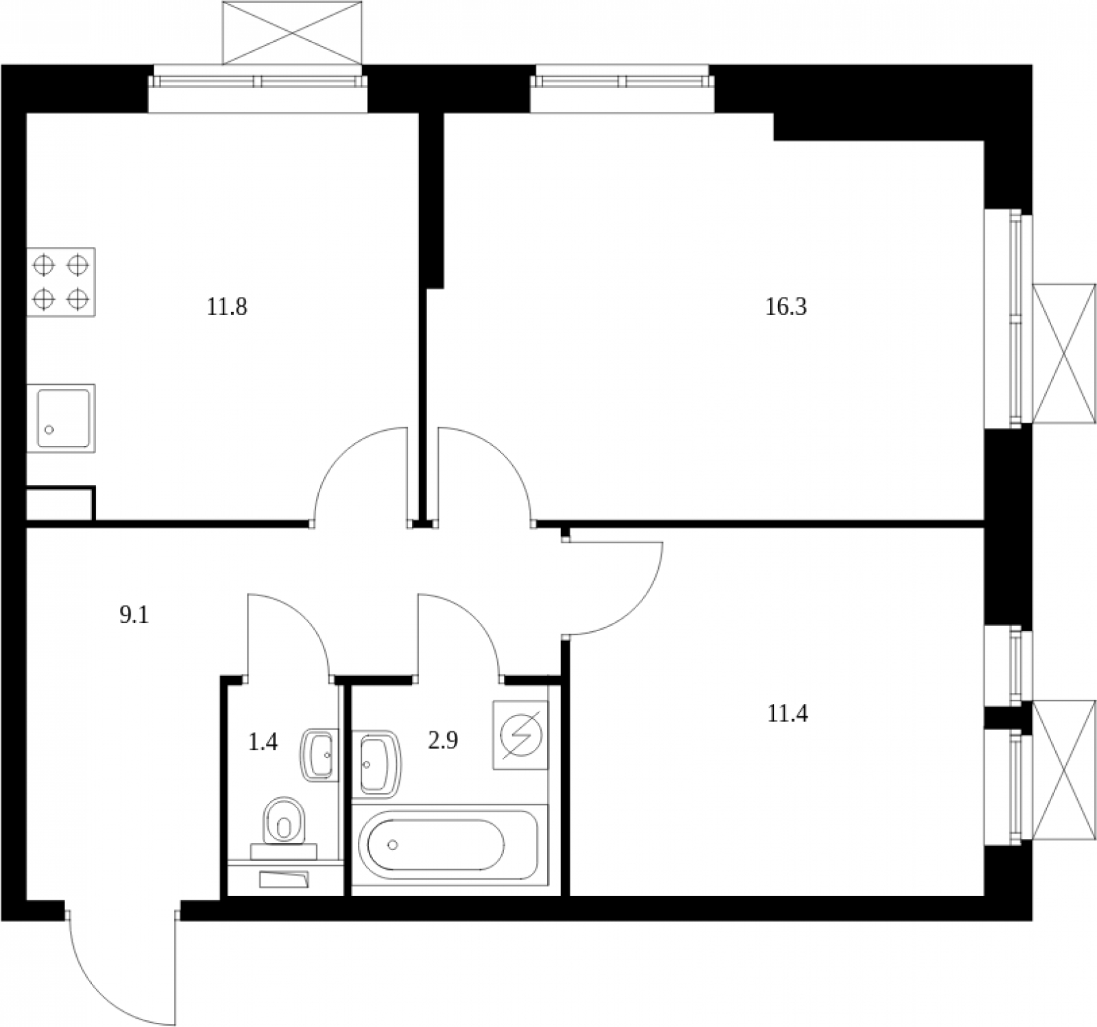 2-комнатная квартира с отделкой в ЖК Архитектор на 23 этаже в 1 секции. Сдача в 4 кв. 2023 г.