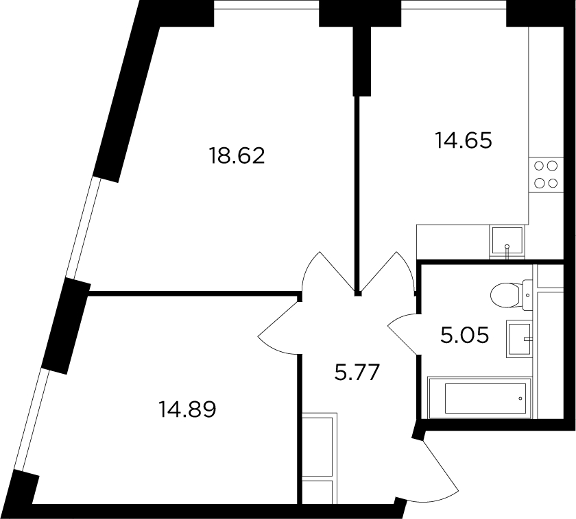 2-комнатная квартира в ЖК Митинский лес на 16 этаже в 5 секции. Сдача в 2 кв. 2022 г.