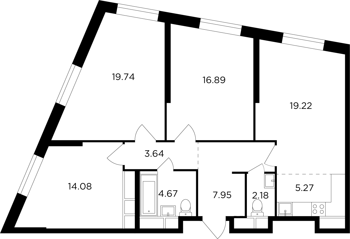 2-комнатная квартира с отделкой в ЖК Кронштадтский 9 на 29 этаже в 1 секции. Сдача в 4 кв. 2023 г.