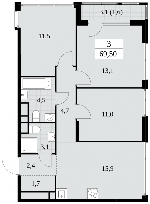 1-комнатная квартира с отделкой в Микрорайон Университет на 6 этаже в 3 секции. Сдача в 3 кв. 2020 г.