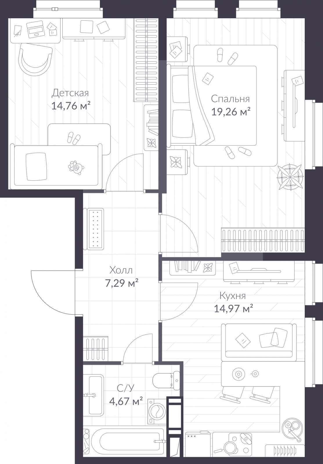 4-комнатная квартира с отделкой в Микрорайон Университет на 2 этаже в 4 секции. Сдача в 3 кв. 2020 г.