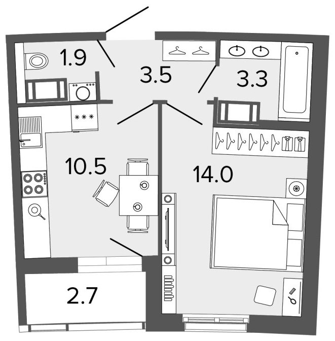 3-комнатная квартира в ЖК КутузовGRAD 2 на 25 этаже в 1 секции. Сдача в 3 кв. 2022 г.
