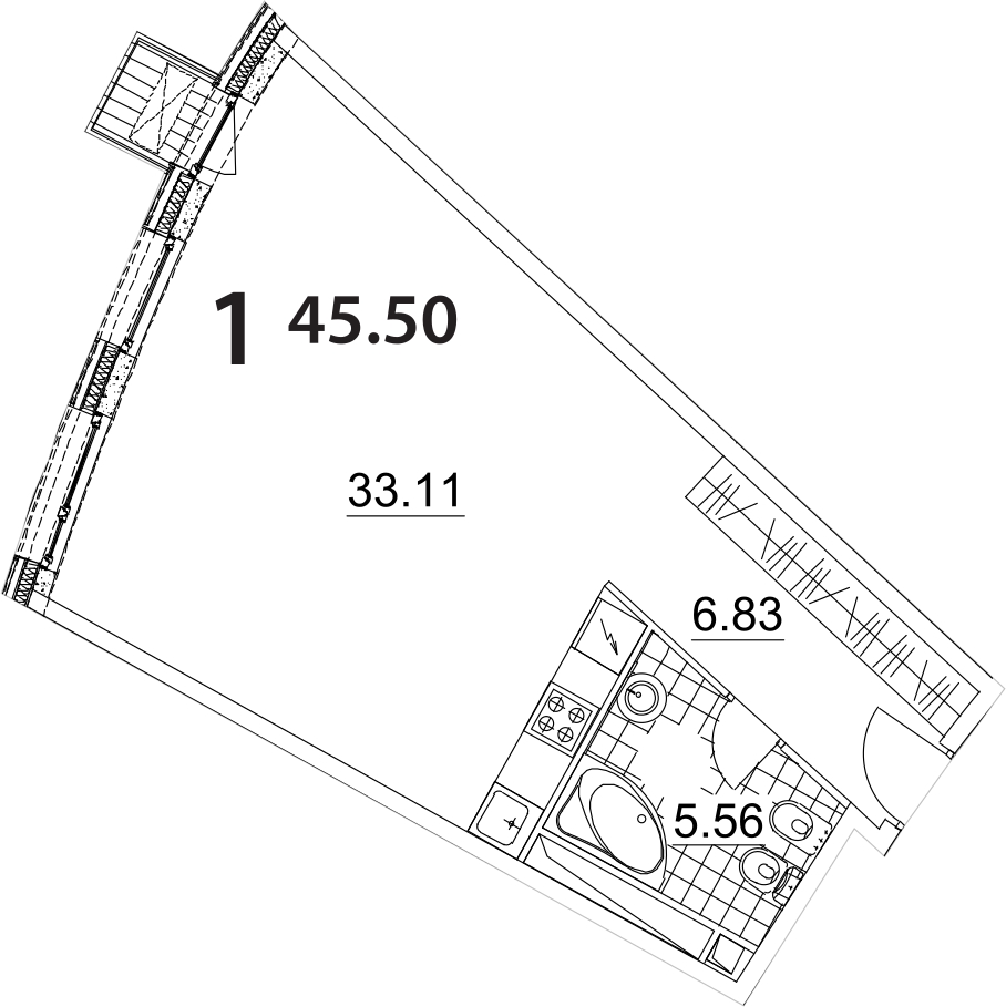 1-комнатная квартира в ЖК LIFE-Варшавская на 18 этаже в 1 секции. Сдача в 4 кв. 2023 г.