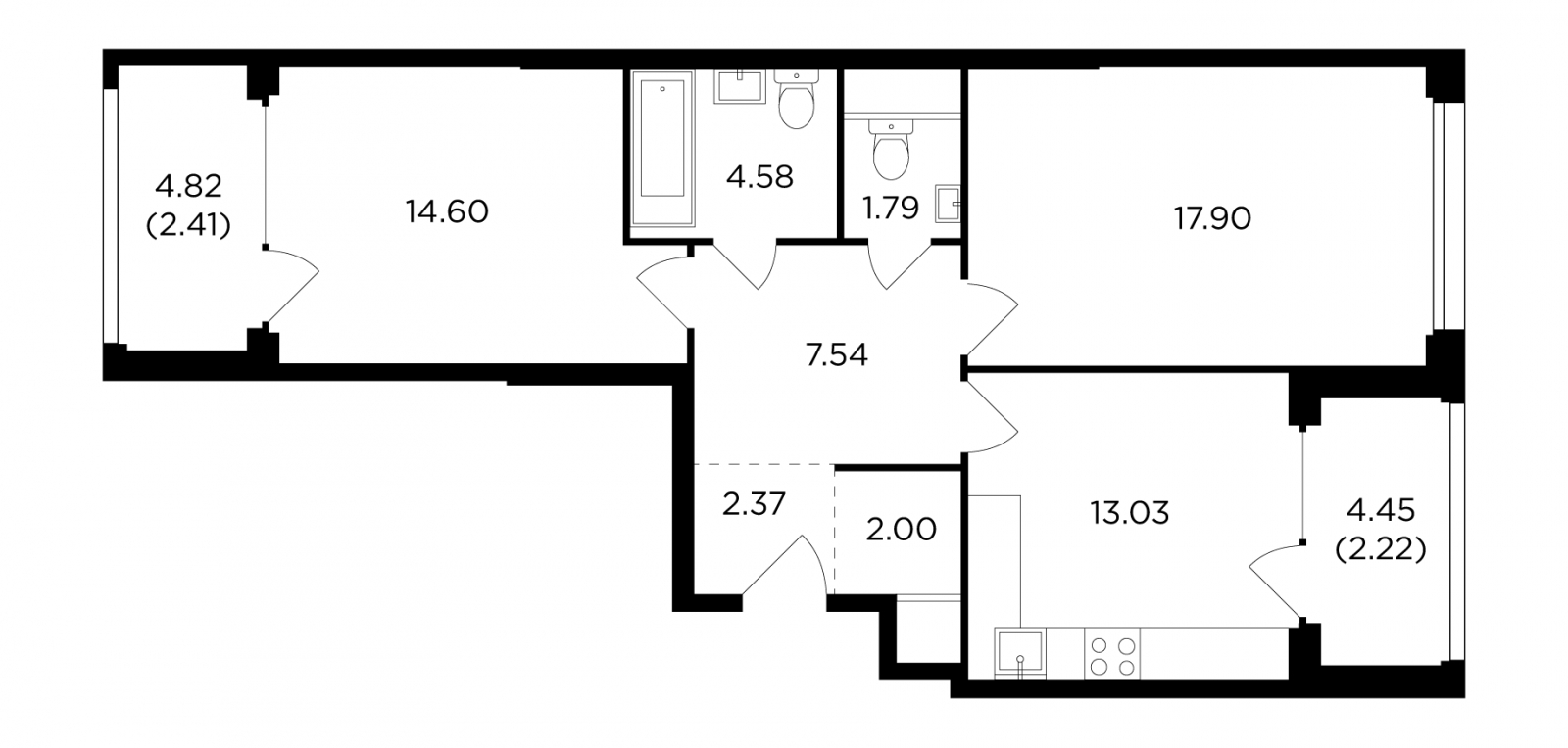 1-комнатная квартира с отделкой в ЖК LIFE-Варшавская на 6 этаже в 4 секции. Сдача в 1 кв. 2024 г.