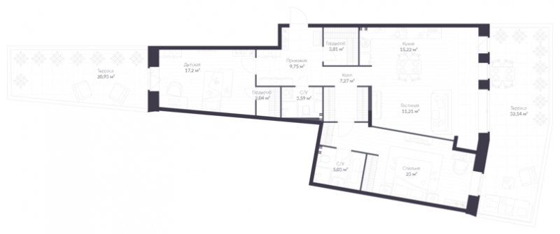 1-комнатная квартира с отделкой в ЖК Кронштадтский 9 на 20 этаже в 1 секции. Сдача в 3 кв. 2023 г.