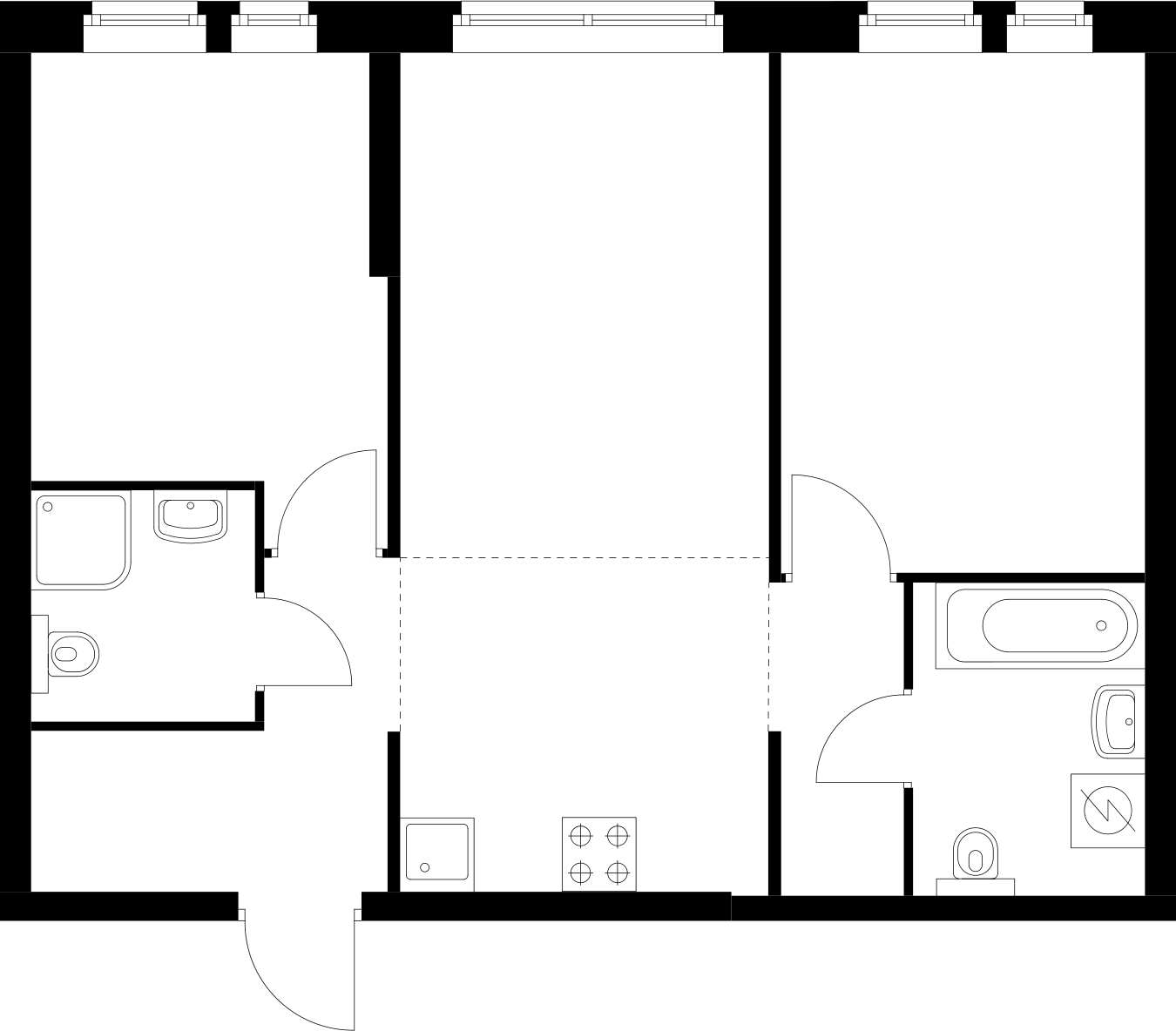 3-комнатная квартира в ЖК RiverSky на 12 этаже в 4 секции. Сдача в 4 кв. 2021 г.