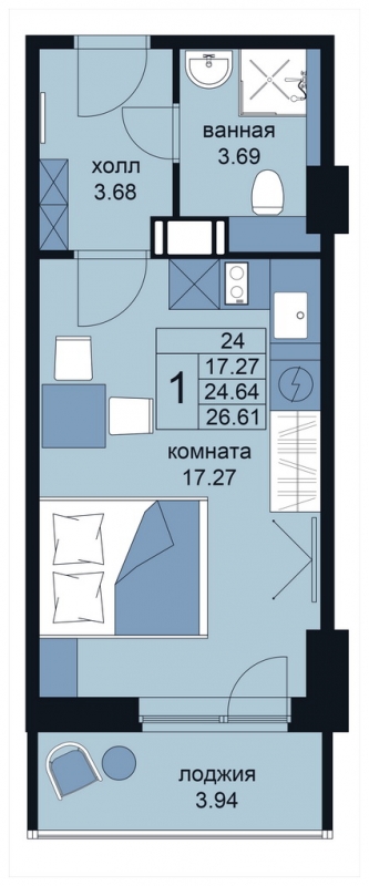5-комнатная квартира в ЖК RiverSky на 1 этаже в 3 секции. Сдача в 4 кв. 2021 г.
