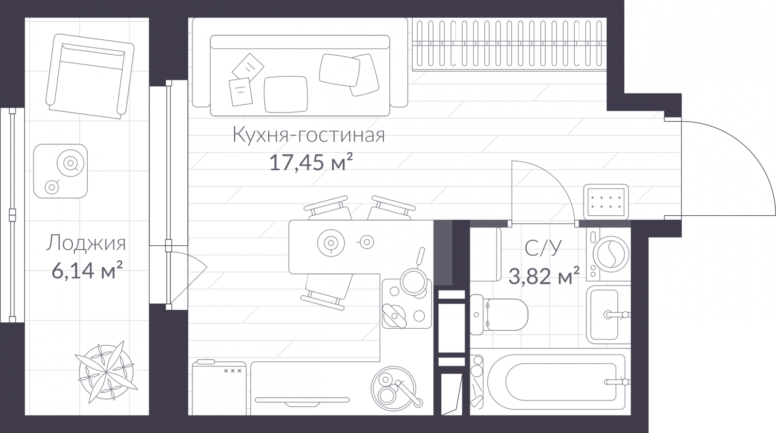2-комнатная квартира в ЖК Митинский лес на 7 этаже в 6 секции. Сдача в 2 кв. 2022 г.