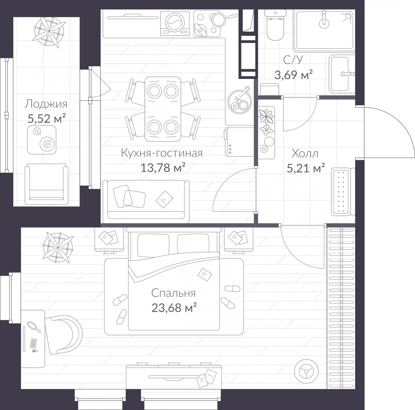 2-комнатная квартира в ЖК Митинский лес на 17 этаже в 4 секции. Сдача в 2 кв. 2022 г.