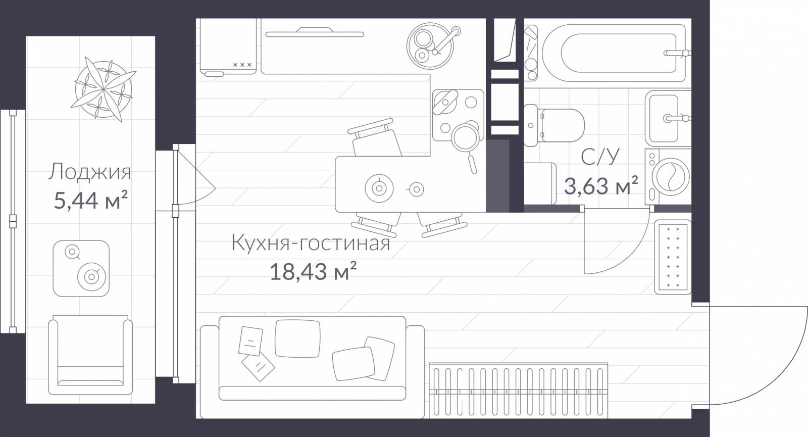 4-комнатная квартира в ЖК КутузовGRAD 2 на 26 этаже в 1 секции. Сдача в 3 кв. 2022 г.