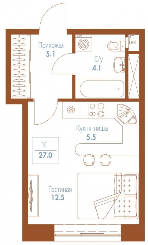 3-комнатная квартира в ЖК Белый Остров на 8 этаже в 1 секции. Сдача в 2 кв. 2023 г.