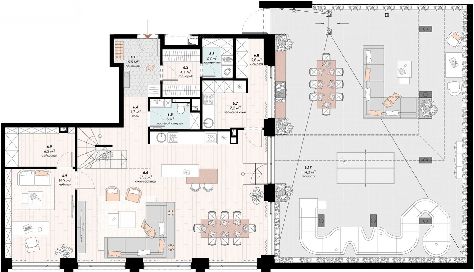3-комнатная квартира с отделкой в ЖК Остров на 11 этаже в 1 секции. Сдача в 4 кв. 2024 г.