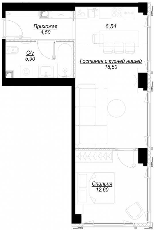 1-комнатная квартира в ЖК Остров на 14 этаже в 2 секции. Сдача в 1 кв. 2025 г.