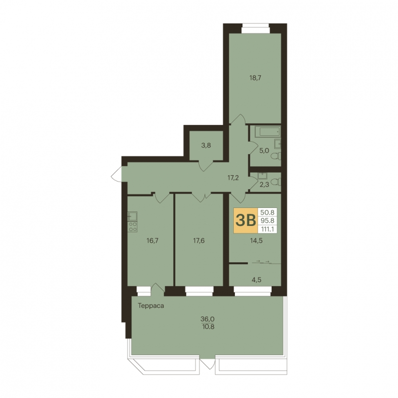 2-комнатная квартира в ЖК КутузовGRAD 2 на 14 этаже в 1 секции. Сдача в 3 кв. 2022 г.