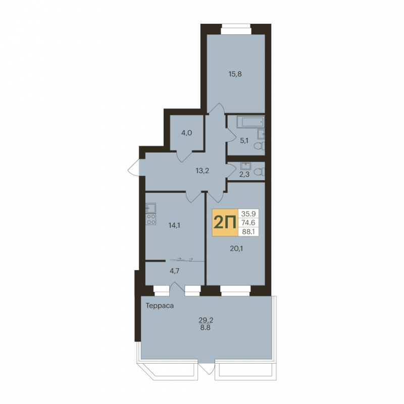 1-комнатная квартира в ЖК Митинский лес на 12 этаже в 5 секции. Сдача в 2 кв. 2022 г.