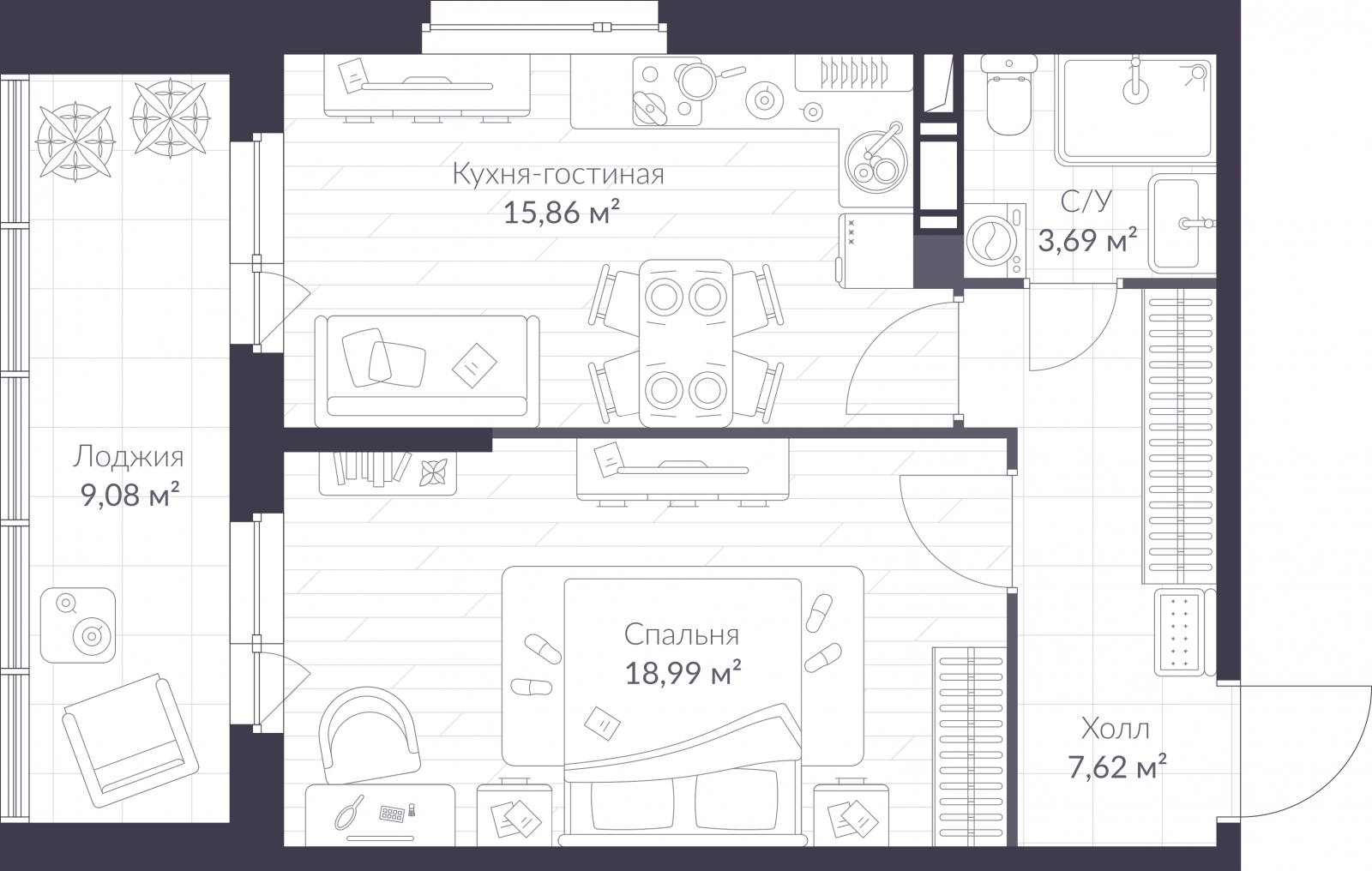 3-комнатная квартира в ЖК Датский квартал на 8 этаже в 8 секции. Сдача в 4 кв. 2023 г.