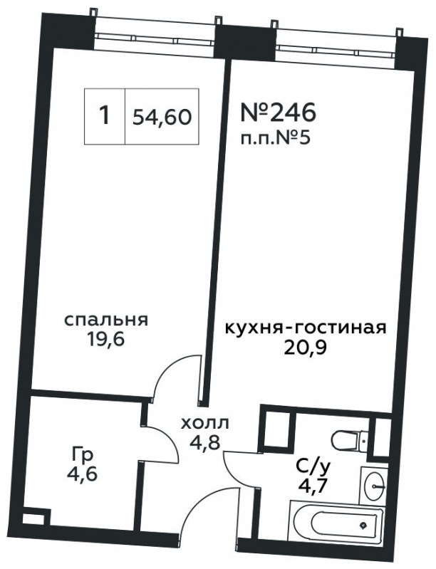 2-комнатная квартира в ЖК Остров на 12 этаже в 5 секции. Сдача в 4 кв. 2024 г.