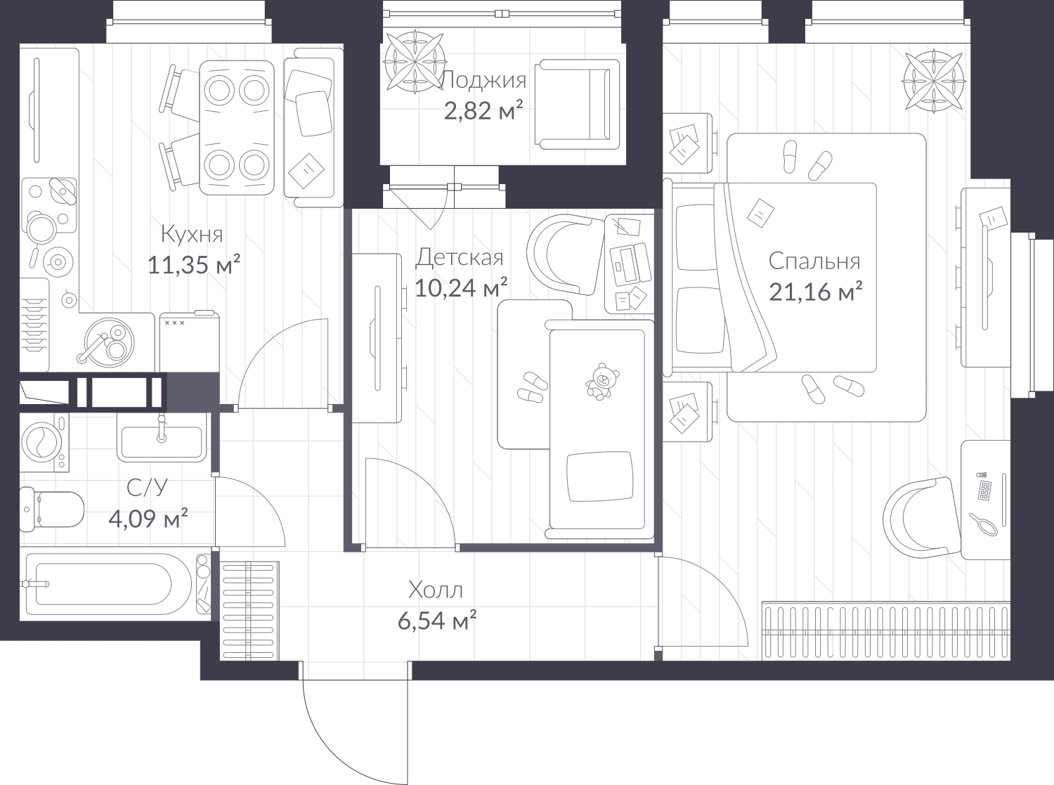3-комнатная квартира с отделкой в ЖК Фили Сити на 24 этаже в 1 секции. Сдача в 1 кв. 2020 г.
