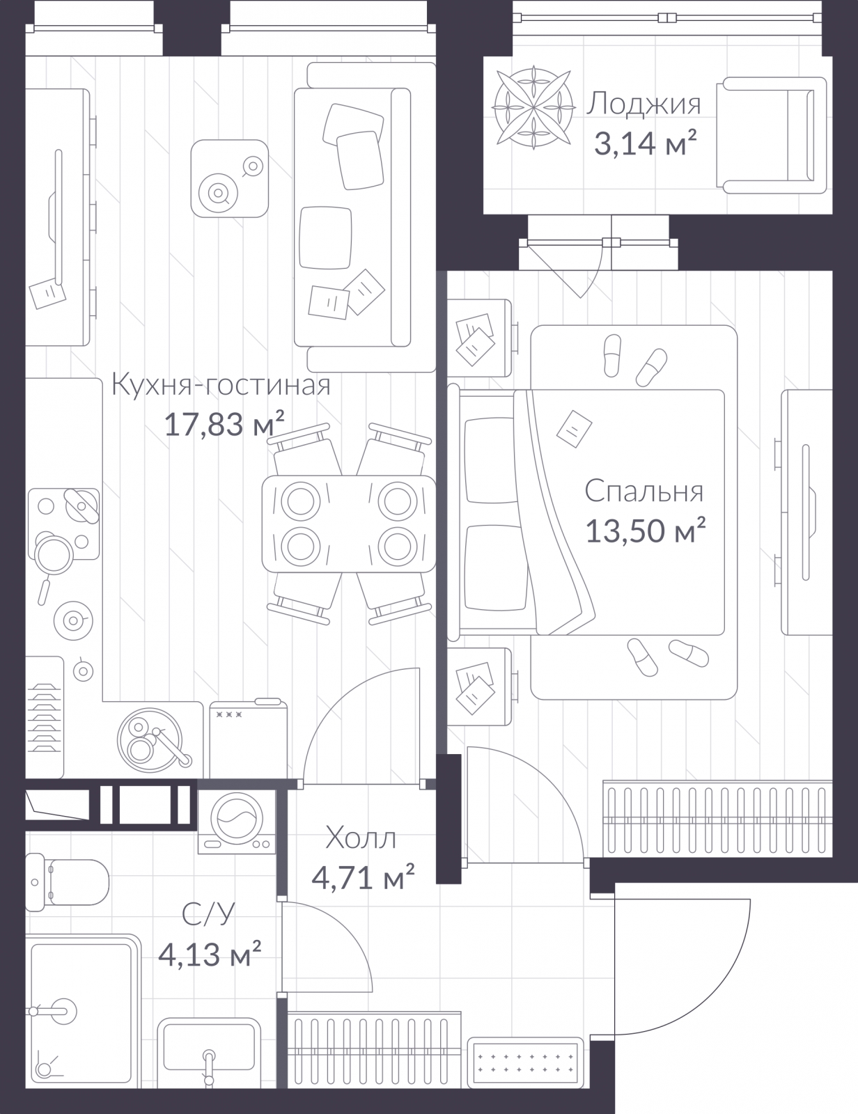 2-комнатная квартира с отделкой в ЖК CitiMix на 19 этаже в 1 секции. Сдача в 4 кв. 2019 г.