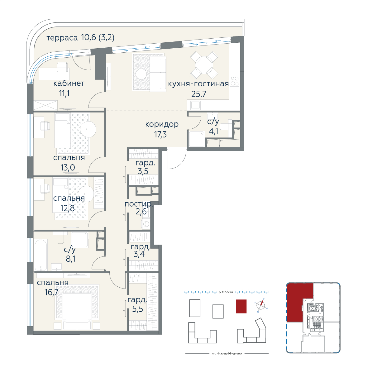 1-комнатная квартира в ЖК Остров на 19 этаже в 2 секции. Сдача в 1 кв. 2025 г.