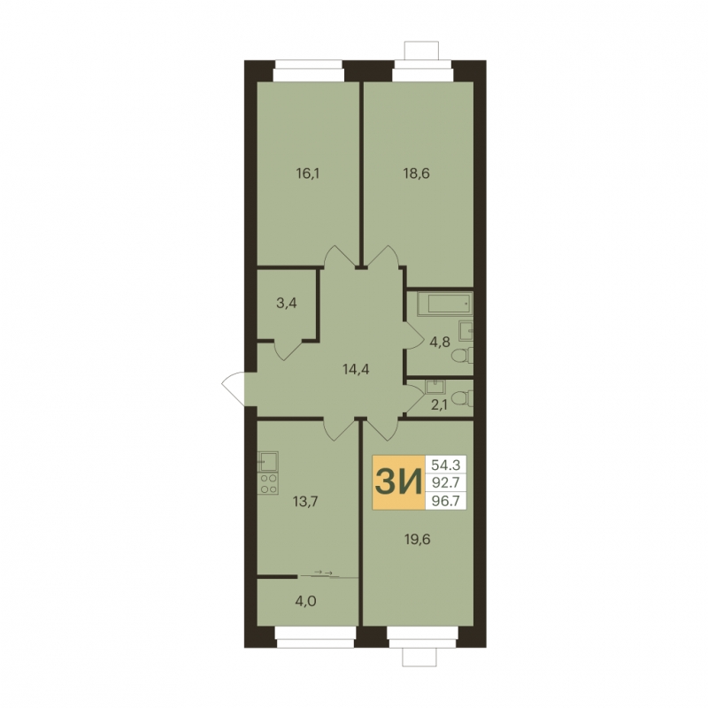 3-комнатная квартира с отделкой в ЖК Черная Речка на 9 этаже в 2 секции. Сдача в 4 кв. 2023 г.