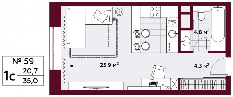 1-комнатная квартира с отделкой в ЖК Люблинский парк на 23 этаже в 5 секции. Сдача в 3 кв. 2024 г.