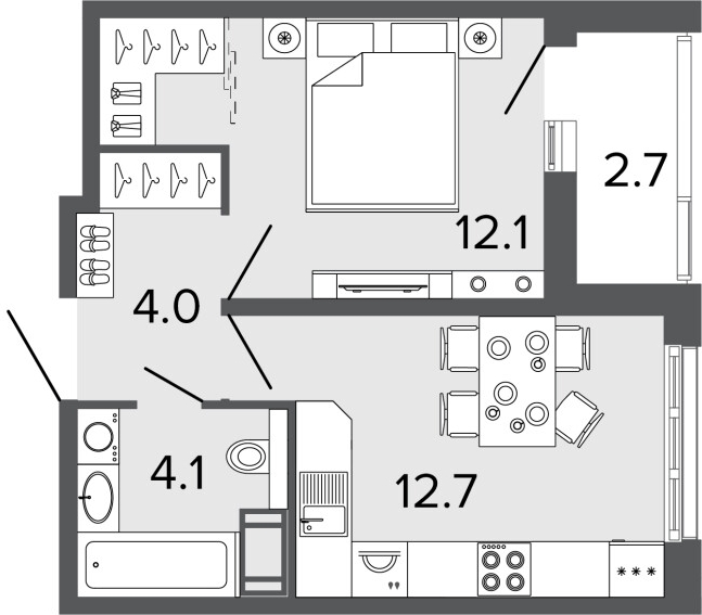 2-комнатная квартира в ЖК Остров на 3 этаже в 7 секции. Сдача в 4 кв. 2024 г.