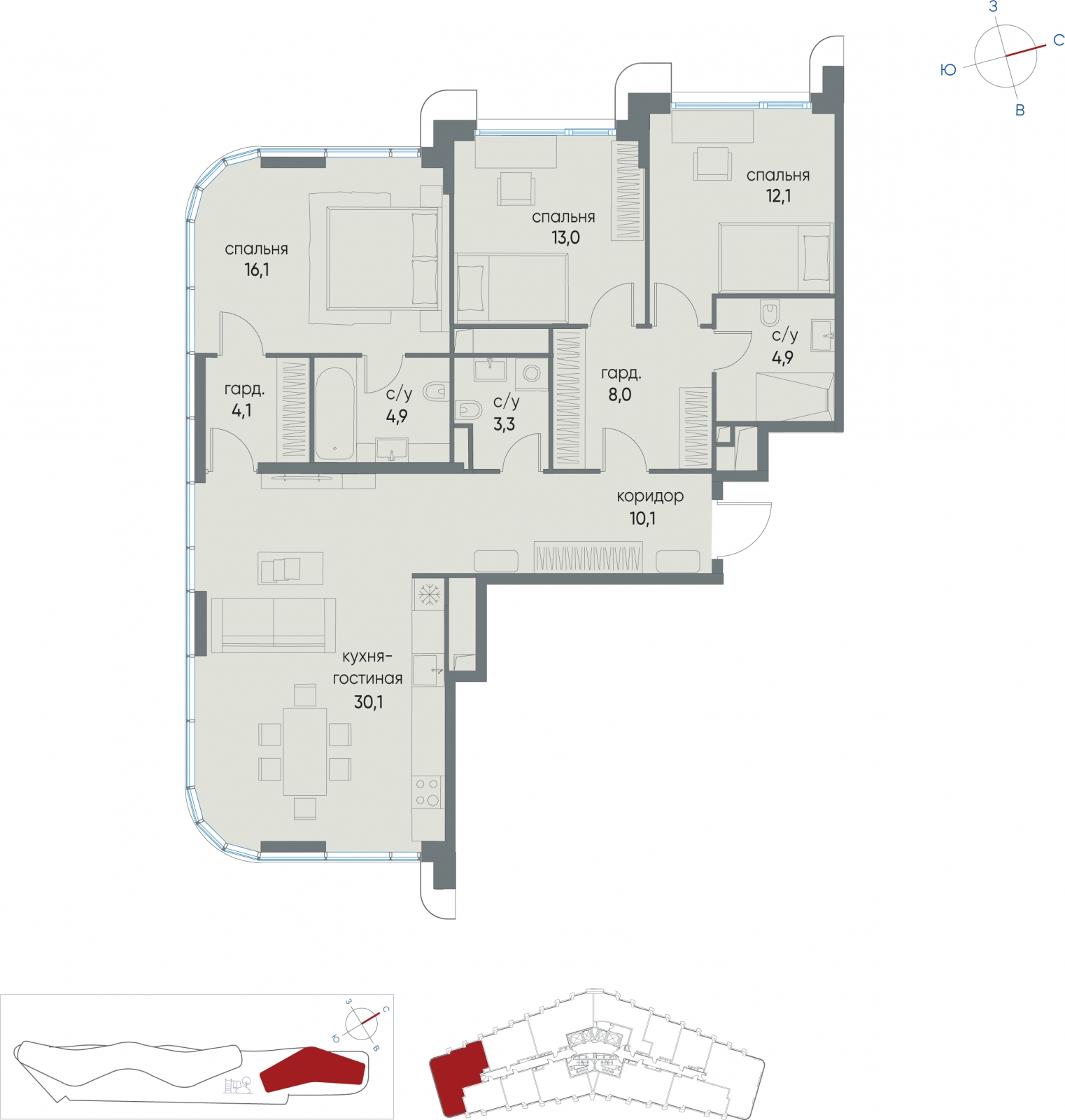 2-комнатная квартира с отделкой в ЖК Остров на 10 этаже в 4 секции. Сдача в 4 кв. 2024 г.