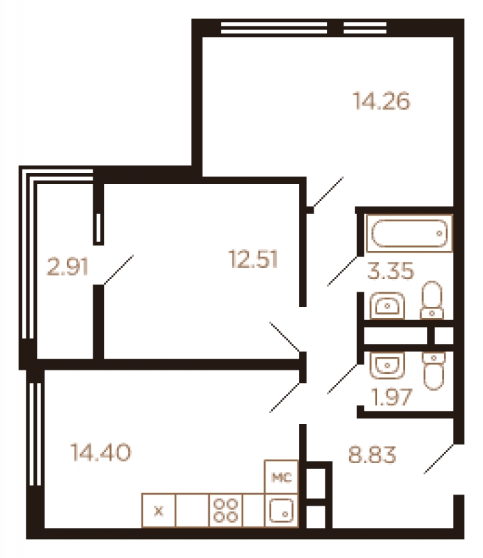 1-комнатная квартира (Студия) с отделкой в ЖК Сити комплекс Амарант на 4 этаже в 1 секции. Сдача в 4 кв. 2023 г.
