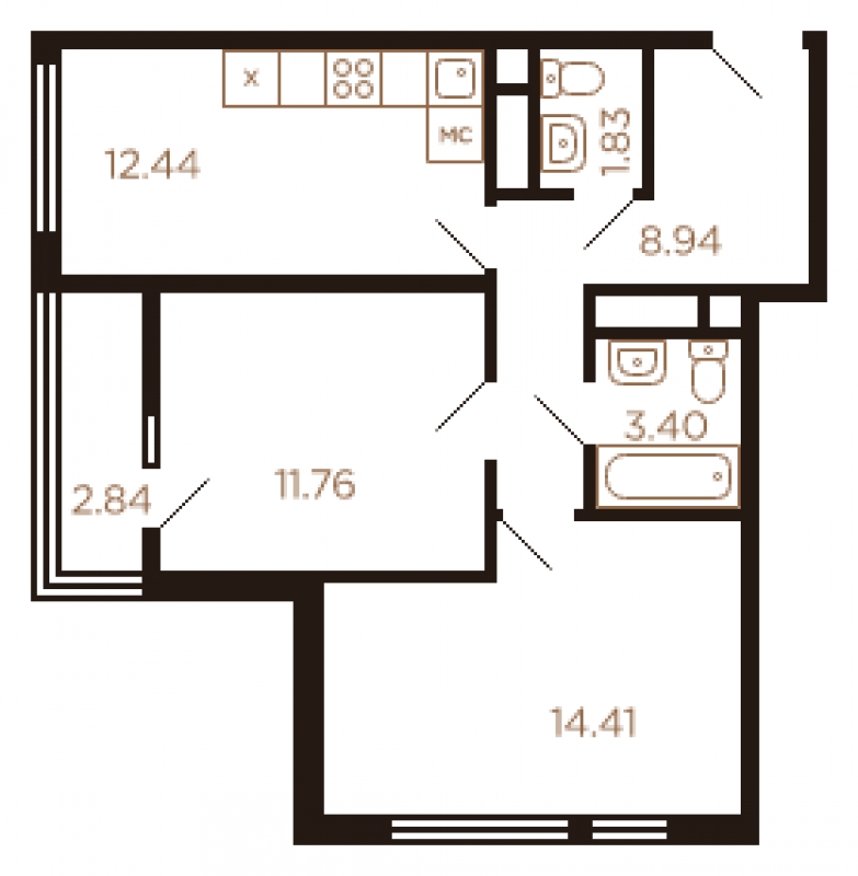 2-комнатная квартира в ЖК Остров на 19 этаже в 1 секции. Сдача в 1 кв. 2025 г.