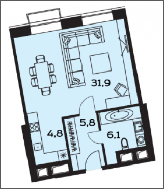 1-комнатная квартира с отделкой в ЖК Восточное Бутово на 17 этаже в 3 секции. Сдача в 4 кв. 2025 г.