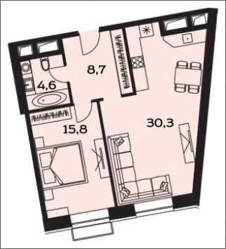 2-комнатная квартира в ЖК Лайм на 8 этаже в 2 секции. Дом сдан.