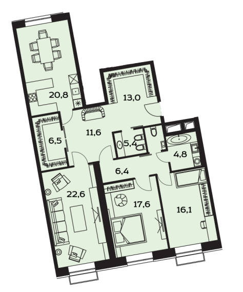2-комнатная квартира с отделкой в ЖК Восточное Бутово на 5 этаже в 3 секции. Сдача в 4 кв. 2025 г.