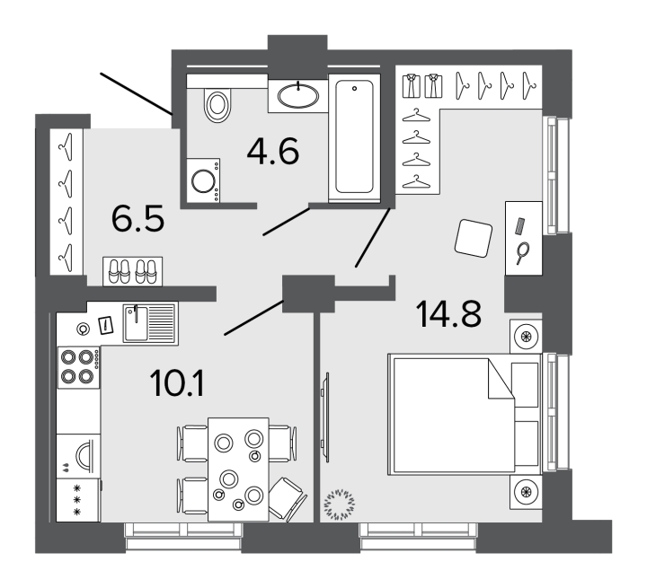 2-комнатная квартира с отделкой в Микрорайон Университет на 5 этаже в 2 секции. Сдача в 3 кв. 2020 г.
