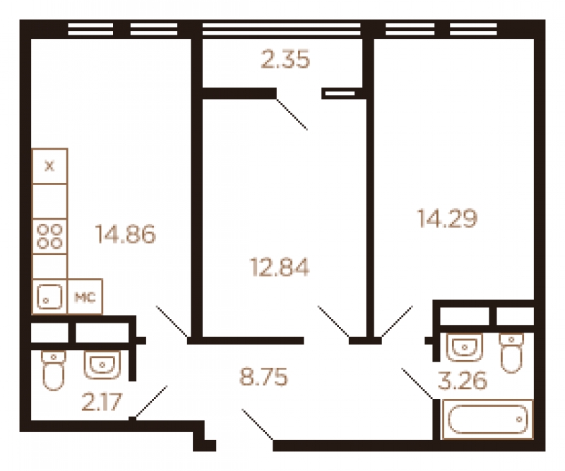 1-комнатная квартира в ЖК Пехра на 13 этаже в 4 секции. Сдача в 1 кв. 2024 г.