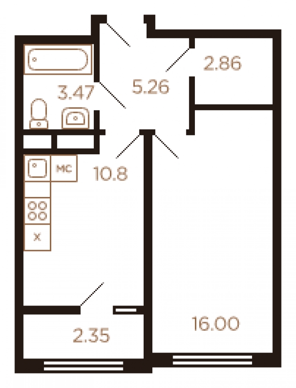2-комнатная квартира в ЖК Остров на 13 этаже в 3 секции. Сдача в 1 кв. 2025 г.