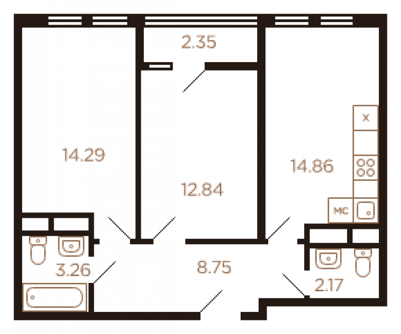 1-комнатная квартира в ЖК Пехра на 25 этаже в 4 секции. Сдача в 1 кв. 2024 г.