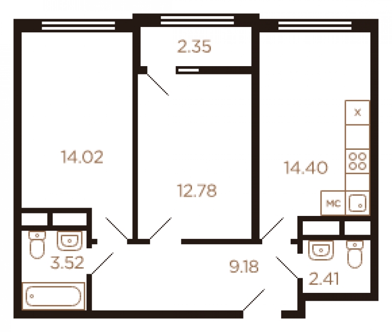 2-комнатная квартира с отделкой в ЖК Миниполис Рафинад на 4 этаже в 3 секции. Сдача в 2 кв. 2021 г.