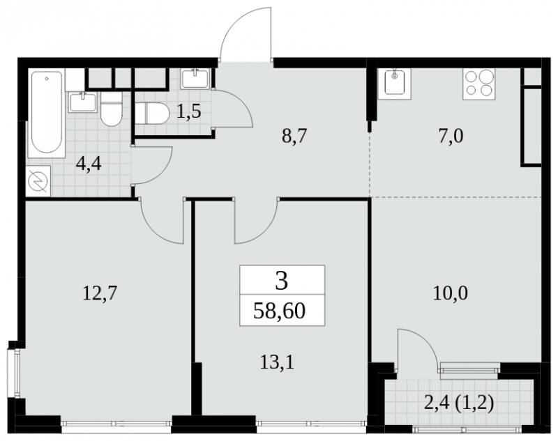 1-комнатная квартира в ЖК Миниполис Дивное на 1 этаже в 1 секции. Сдача в 3 кв. 2021 г.
