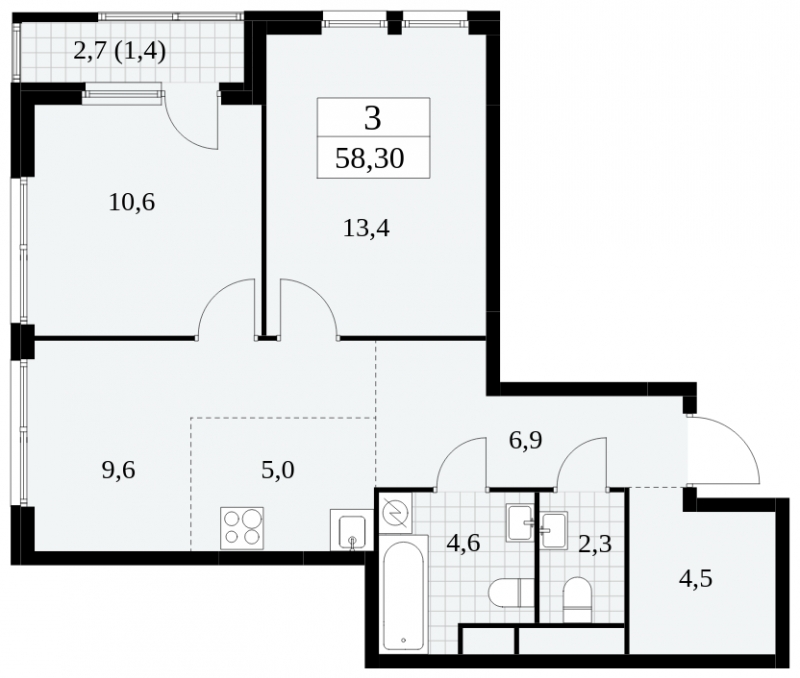 1-комнатная квартира в ЖК Остров на 10 этаже в 2 секции. Сдача в 1 кв. 2025 г.