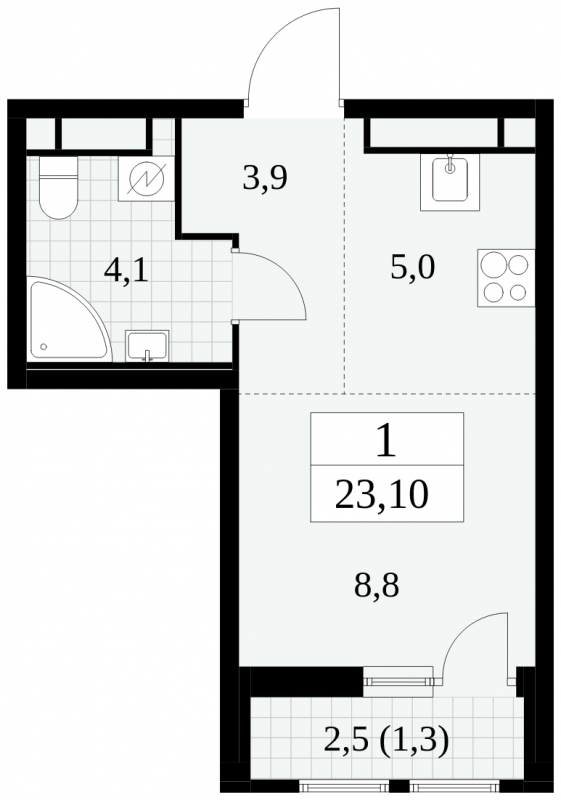 2-комнатная квартира в ЖК Южные сады на 22 этаже в 3 секции. Сдача в 2 кв. 2025 г.
