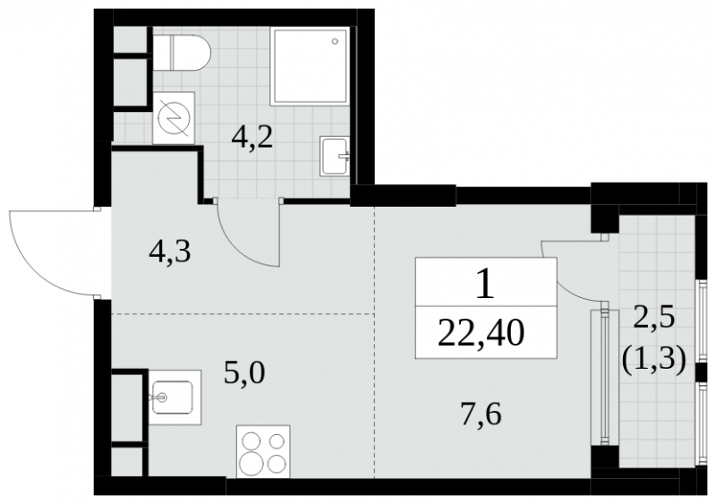 1-комнатная квартира с отделкой в ЖК Миниполис Рафинад на 8 этаже в 1 секции. Сдача в 2 кв. 2021 г.