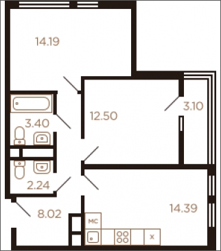 1-комнатная квартира в ЖК Nagatino i-Land на 17 этаже в 1 секции. Сдача в 1 кв. 2023 г.