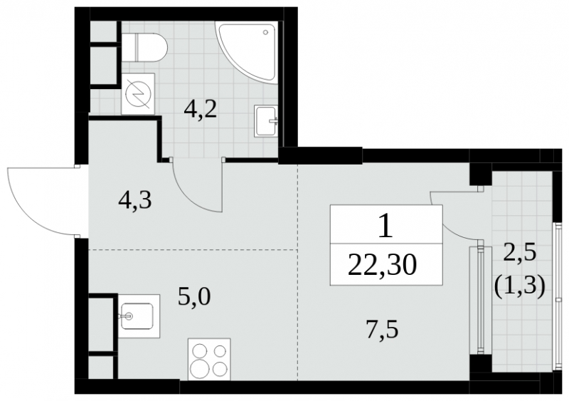 2-комнатная квартира в ЖК Миниполис Рафинад на 7 этаже в 1 секции. Сдача в 2 кв. 2021 г.