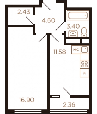 3-комнатная квартира с отделкой в ЖК Шереметьевский на 1 этаже в 3 секции. Сдача в 3 кв. 2023 г.