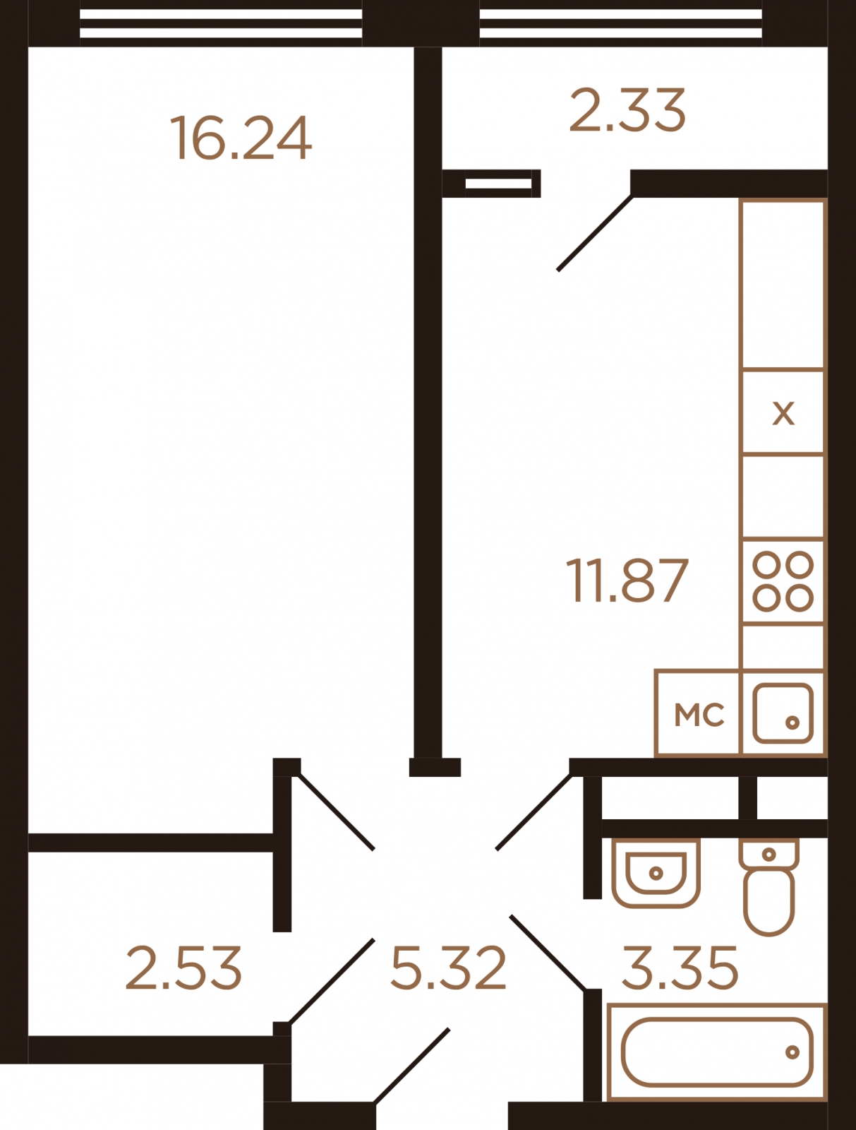 2-комнатная квартира с отделкой в ЖК Михайловский парк на 16 этаже в 1 секции. Сдача в 2 кв. 2024 г.