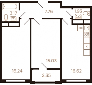 1-комнатная квартира с отделкой в ЖК Любовь и Голуби на 21 этаже в 1 секции. Сдача в 3 кв. 2022 г.
