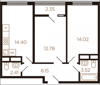1-комнатная квартира (Студия) с отделкой в ЖК Любовь и Голуби на 6 этаже в 1 секции. Сдача в 3 кв. 2022 г.